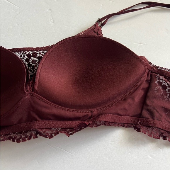 Aerie Real Power Wireless Push Up Joy Lace Bra in Royal Berry Size 32C New - Picture 7 of 11